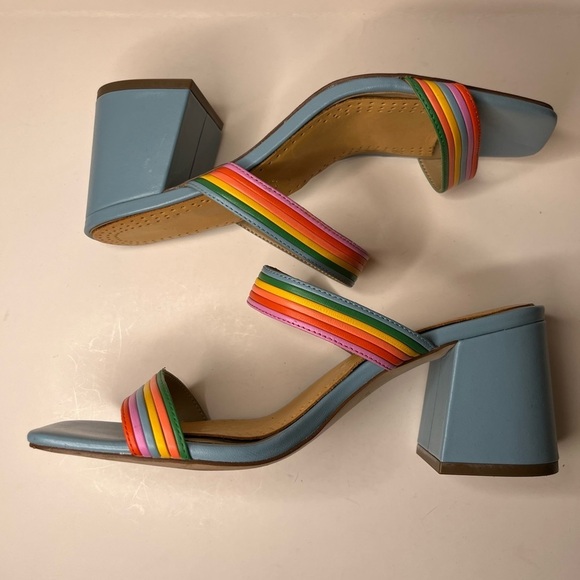 Ann Taylor Machelle Rainbow Leather Block Heel Sandals - Picture 11 of 14